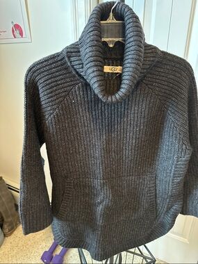 UGG Woman’s Dark Charcoal Ribbed Turtleneck Sweater